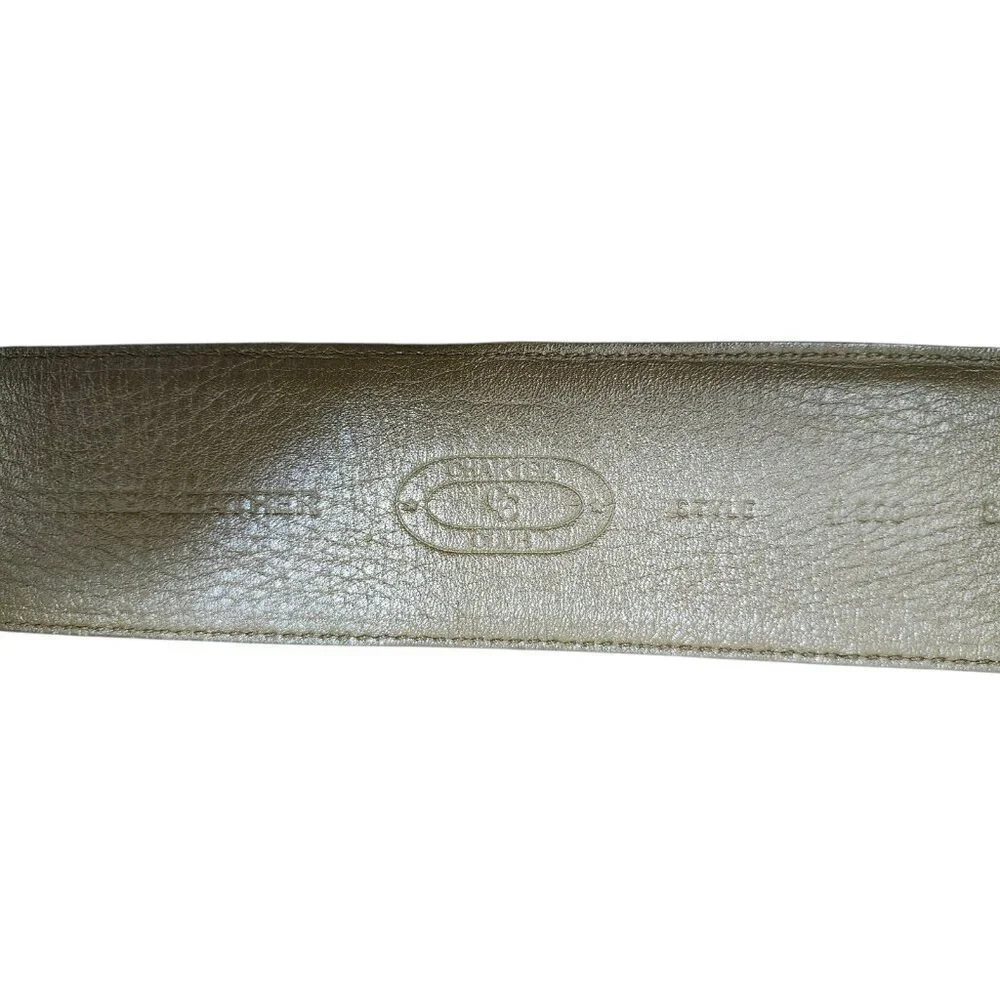 Charter Club Belt Genuine Green Leather Gold Tone Prong Women's Size S